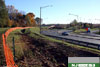 11/2/10: Looking north - Snow fencing marks the work area for clearing for the new lane on the Interchange 7 ramp on the southbound side of the Turnpike.