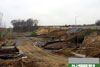 4/11/11: Situated just south of Interchange 7 on the northbound side of the NJ Turnpike, pictured here is Black's Creek with a temporary construction bridge and rebar for pier columns in place. The NJ Turnpike will be widened and built over this area.
