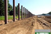 7/1/11: View of the sound wall posts installed on the southbound NJ Turnpike looking north toward Bordentown-Chesterfield Road.