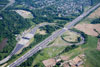 May, 2010: An aerial photo of the NJ Turnpike and Interchange 7 prior to start of widening work as viewed from the southeast.  Georgetown Road is pictured in the upper right hand corner crossing under the Turnpike.