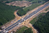 May 2011: An aerial view of Windsor Road where it crosses the NJ Turnpike. The old bridge piers have been removed and the forms for the new piers are in place.
