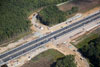 September 2011: An aerial view of the new bridge pier structures at Windsor Road over the NJ Turnpike prior to placement of the steel beams for the deck.