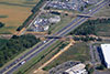 8/20/10: A preconstruction view of Cranbury-Half Acre Road, the State Trooper barracks, the maintenance u-turn bridge and Service Area 7S. The outer roadway north and south bound will be built as well as ramps for the Service Area. 